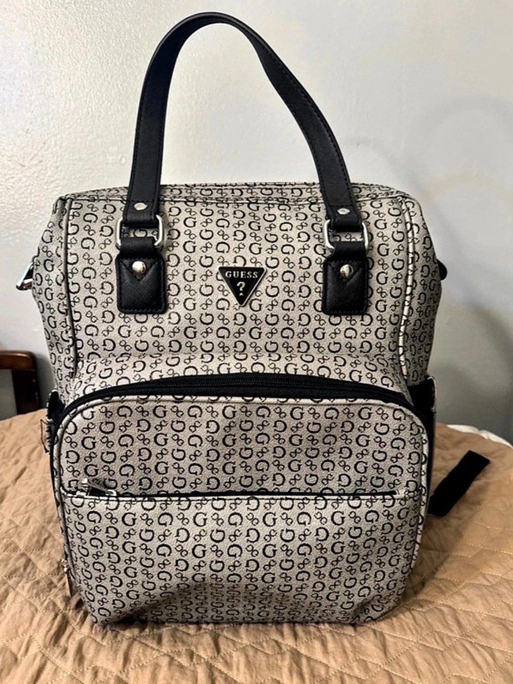 GUESS Gray & Black Baby Bag